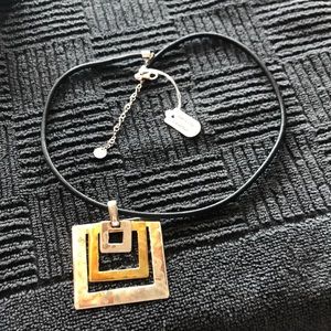 Black Leather Necklace with Pendant